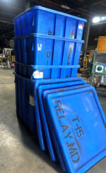 Lot of 4 Uline Bulk Container w/Lids H-1740BLU 45x45x44 Blue Tote Bin Gaylord