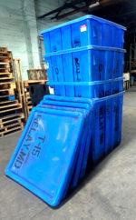 Lot of 4 Uline Bulk Container w/Lids H-1740BLU 45x45x44 Blue Tote Bin Gaylord