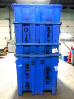 Lot of 4 Uline Bulk Container w/Lids H-1740BLU 45x45x44 Blue Tote Bin Gaylord