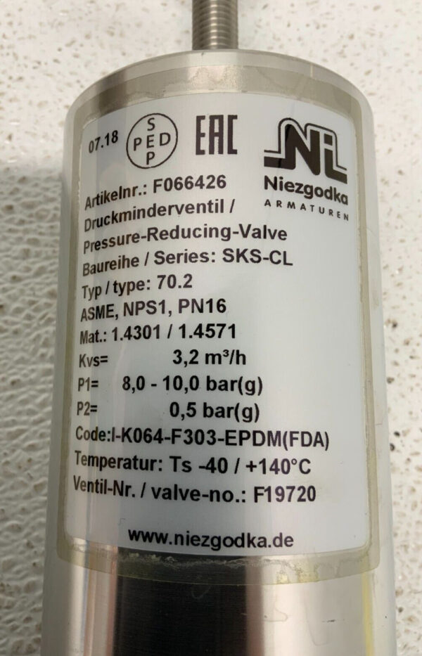 Niezgodka PN16 70.2 Pressure Reducing Valve F19720 Type 70 66D