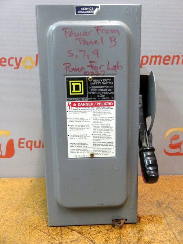 Square D Disconnect Heavy Duty Safety Switch 30 Amp 3 Pole HU361 Series E1