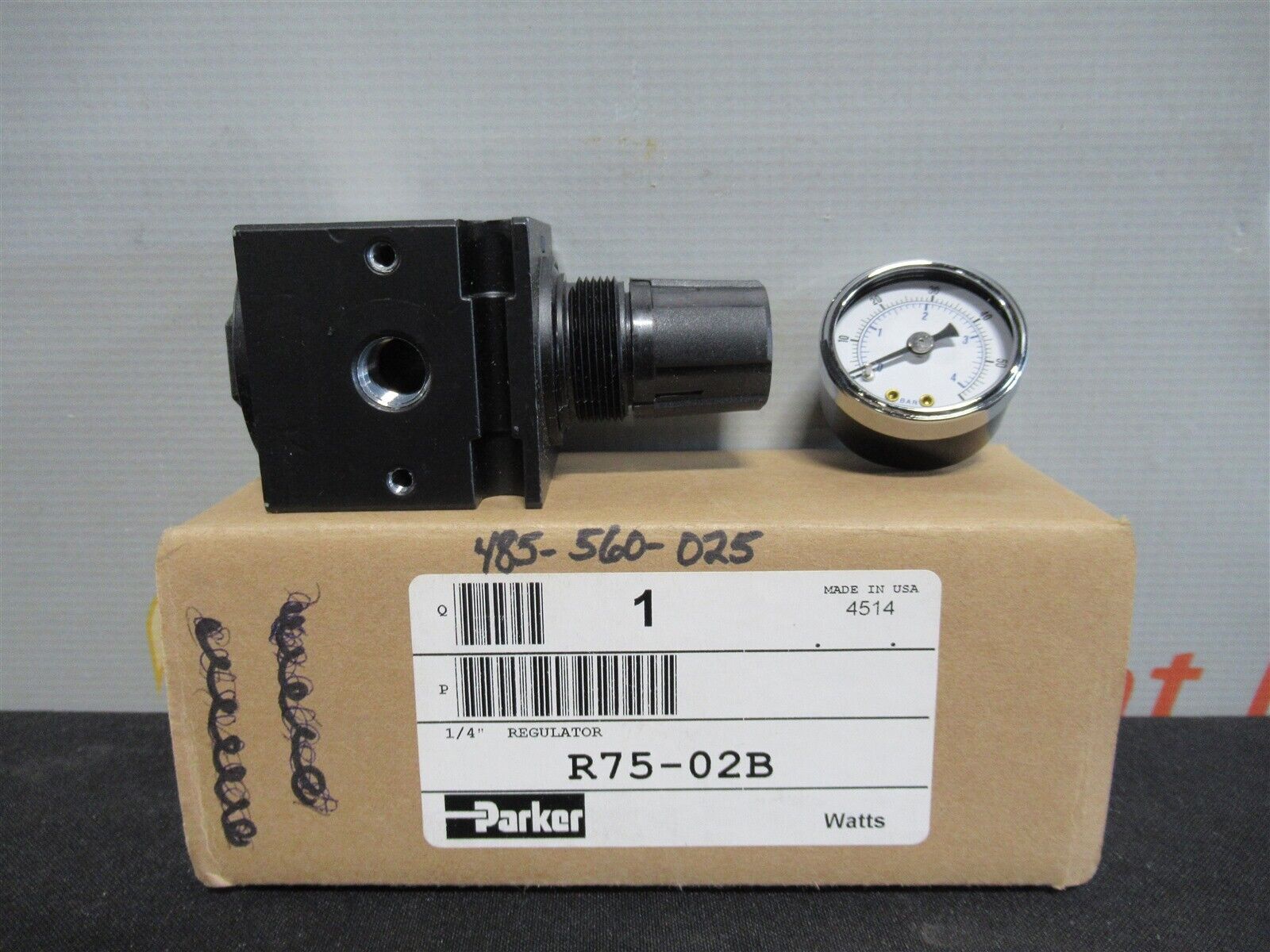 Parker R75-02B Pneumatic Regulator Gauge 1/4" New_0 Parker R75-02B Pneumatic Regulator Gauge 1/4" New