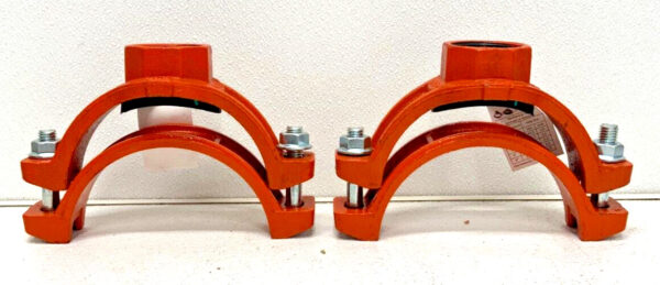 New Lot of 2 SPP Threaded 6" x 2" Mechanical Female Bolted Tee Outlet Pipe B7B