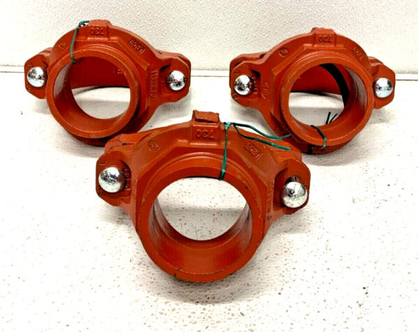 Lot of 3 Grinnell FIG 730 Grooved 4" x 3" Mechanical Female Tee Outlet A4A