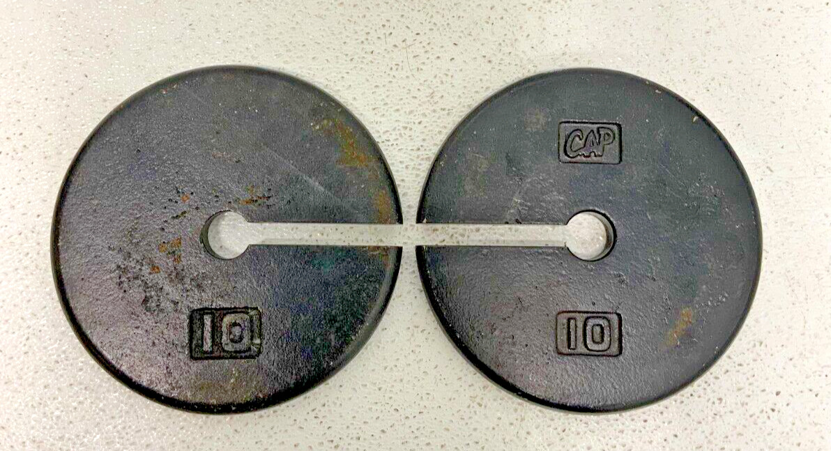 Lot of 2 CAP 10lb Slotted Cast Iron Calibration Weights 37A_1 Lot of 2 CAP 10lb Slotted Cast Iron Calibration Weights 37A