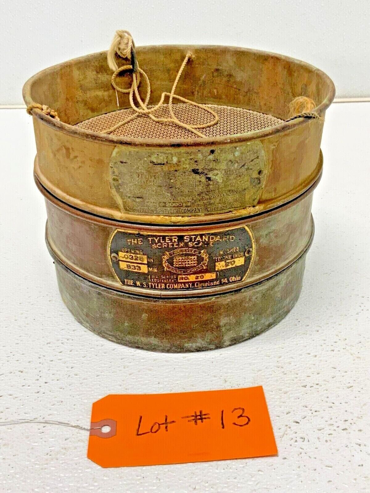 Set of 2 Tyler Standard Screen Scale Brass Sieves 8" Dia 9, 20, Pan Lot #13_0 Set of 2 Tyler Standard Screen Scale Brass Sieves 8" Dia 9, 20, Pan Lot #13