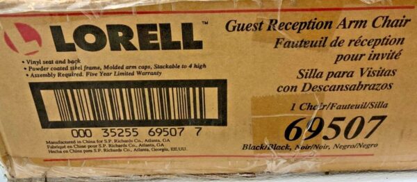 NEW Lorell LLR69507 Reception Guest Chair Black Vinyl 23.8 x 23.5 x 30.5 B2A