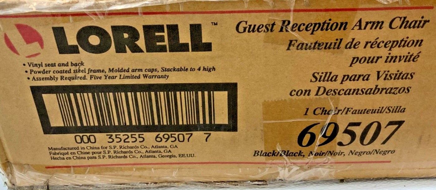 NEW Lorell LLR69507 Reception Guest Chair Black Vinyl 23.8 x 23.5 x 30.5 B2A_2 NEW Lorell LLR69507 Reception Guest Chair Black Vinyl 23.8 x 23.5 x 30.5 B2A