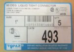 Topaz 493 1" Conduit Fittings 90 Degree Liquid Tight Connectors Type B Lot 50