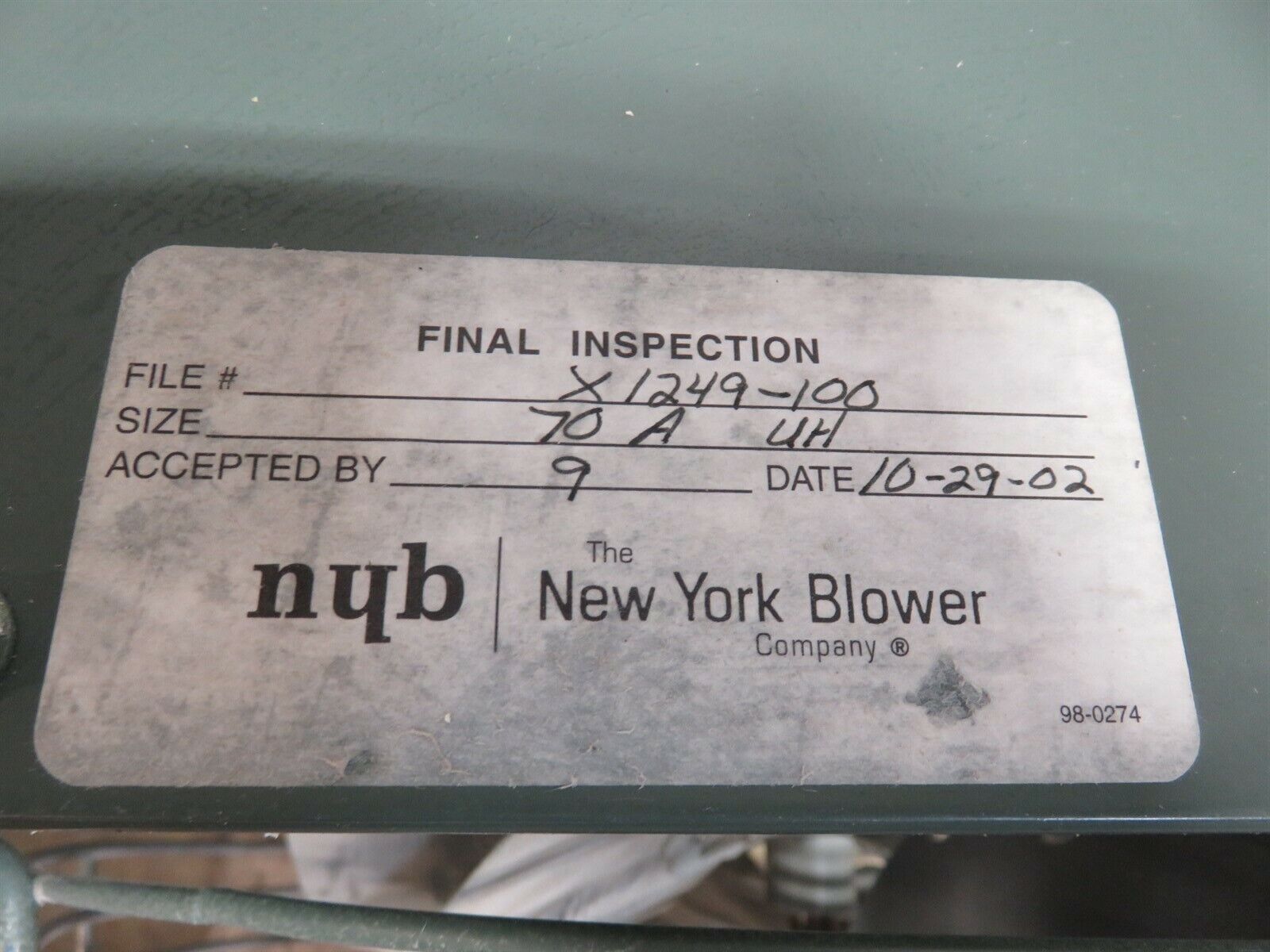 New York Blower NYB X1249-100 70Amp 1/4Hp Steam Heater _5 New York Blower NYB X1249-100 70Amp 1/4Hp Steam Heater