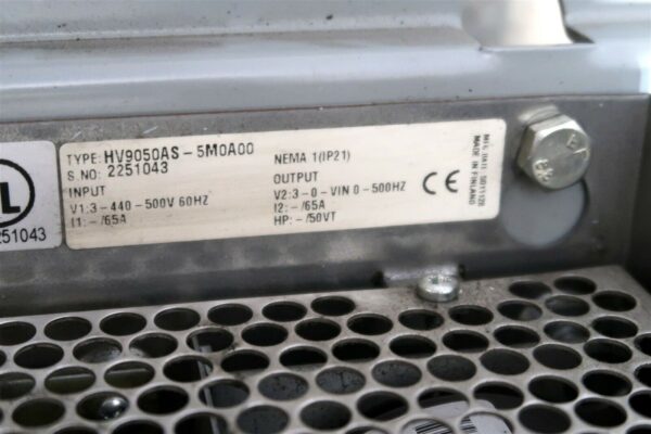 Cutler-Hammer 50HP HV9000 Eaton Adjustable Frequency Drive HV9050AS-5M0A00