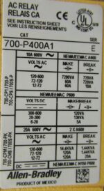 Allen Bradley 700-P400A1 Control Drive Relay Relais 120VAC Ressort Series E