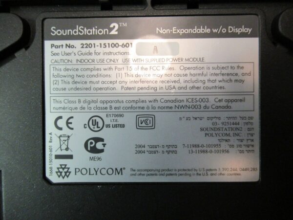 Polycom SoundStation2 2201-15100-601 2201-16020-601 Conference Speaker Phone