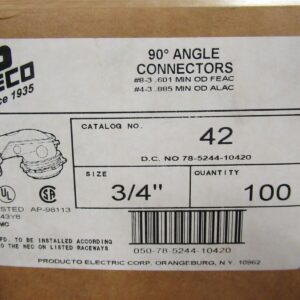 Peco 42 90 Degree Angle Connectors 3/4" Lot of 100