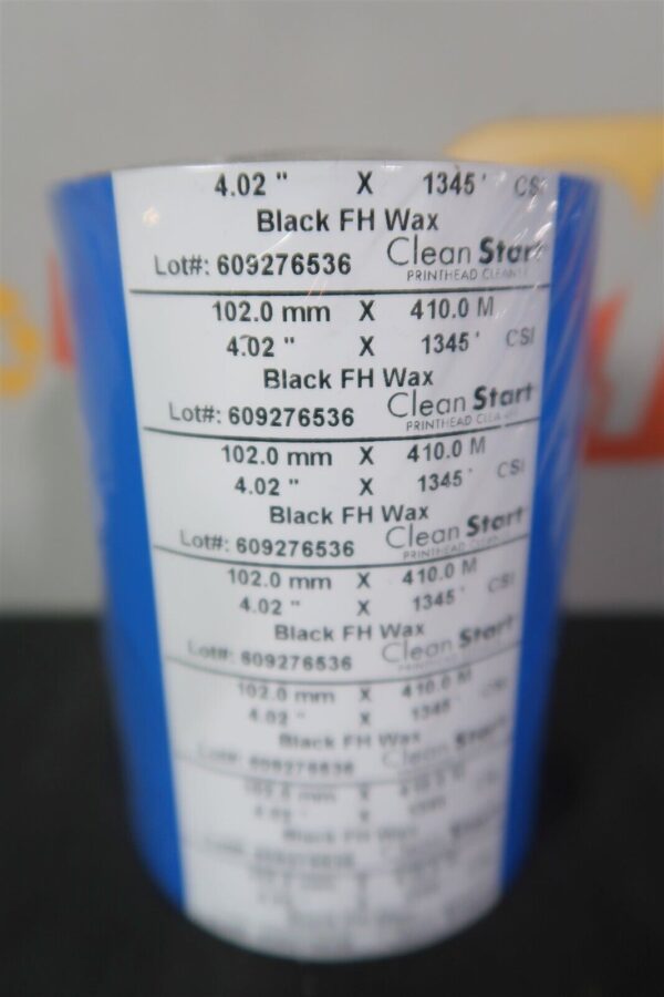 Clean Start Thermal Transfer Ribbon Black FH Wax 4.02" x 1345' 102mm 410M Lot11