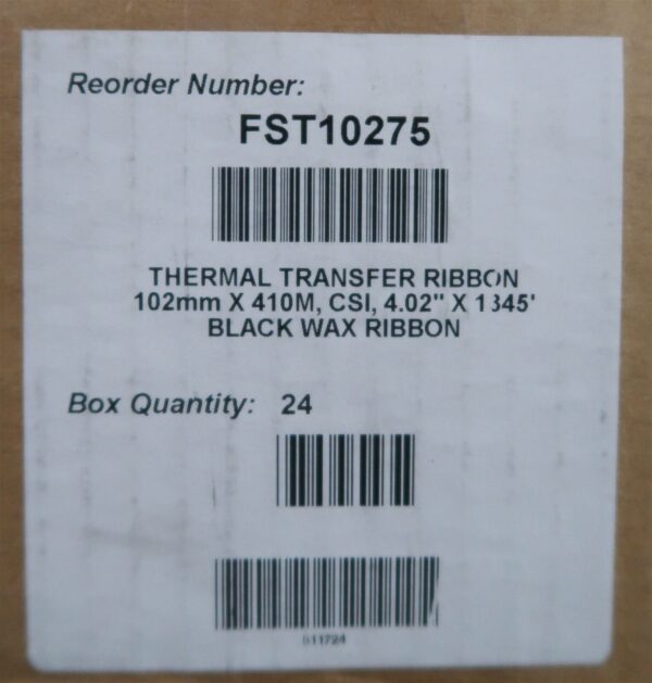 Clean Start Thermal Transfer Ribbon Black FH Wax 4.02" x 1345' 102mm 410M Lot11