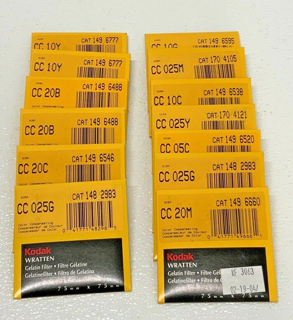 Kodak Wratten Gelatin Filter 75mmx100mm Variety Lot Of 8 249G_0 Kodak Wratten Gelatin Filter 75mmx100mm Variety Lot Of 8 249G