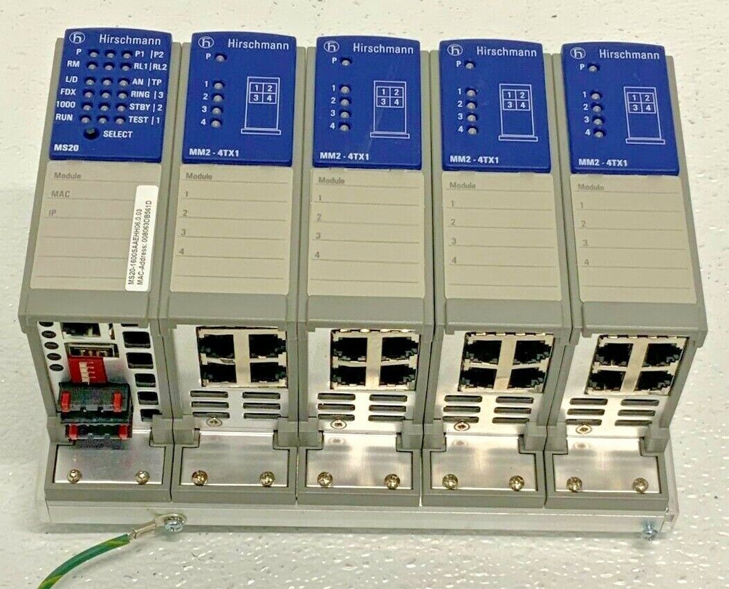 Hirschmann MS20 Ethernet Switch MICE Media Module Rack w/4 MM2-4TX1 254I_0 Hirschmann MS20 Ethernet Switch MICE Media Module Rack w/4 MM2-4TX1 254I