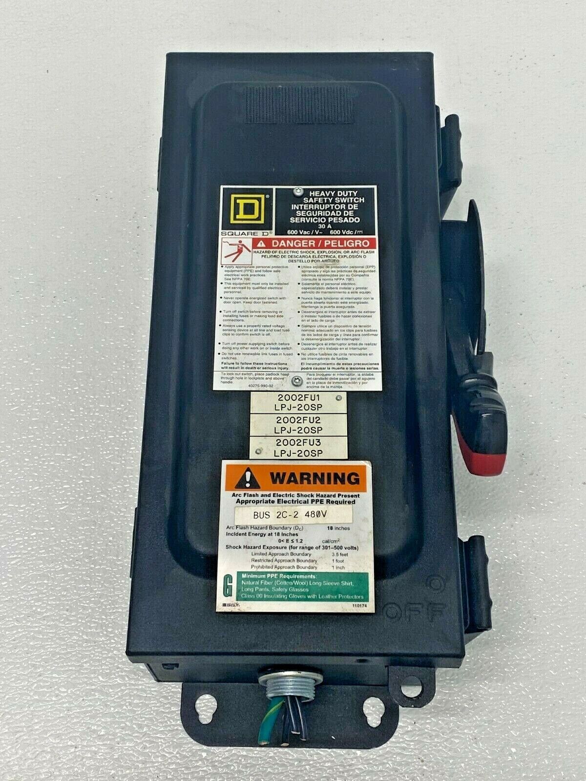 Square D H361AWKEI Heavy Duty Safety Switch 480/600V Black w/ Fuses A2B_0 Square D H361AWKEI Heavy Duty Safety Switch 480/600V Black w/ Fuses A2B