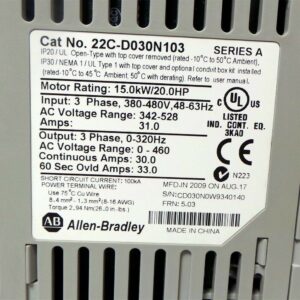 Allen Bradley 22C-D03N103 Power Flex 400 PowerFlex AC Drive 20 HP