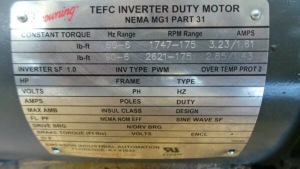 Browning Series 3000 Intelligear CBN30125B3A 1HP 1730RPM 143T Frame w/ Gear New.