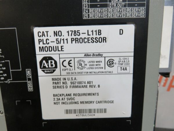 Allen Bradley 1785-L11B PLC 5/11 Processor Programable Controller Module Key