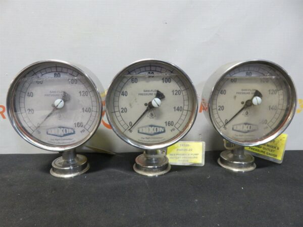 Dixson Outlet Pressure Gauge Oil Filled Sani Flow 160psi Lot of 3
