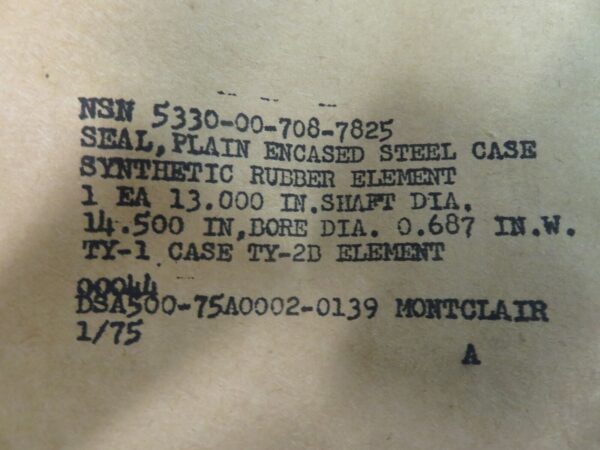Steel Encased Synthetic Seal Rubber Element 5330-00-708-7825 1300240 NOS Lotof 4