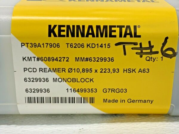 Kennametal G7RG03 PCD Reamer & Erickson HSKA63 Shrink Fit Tool Holder Lot Of 3