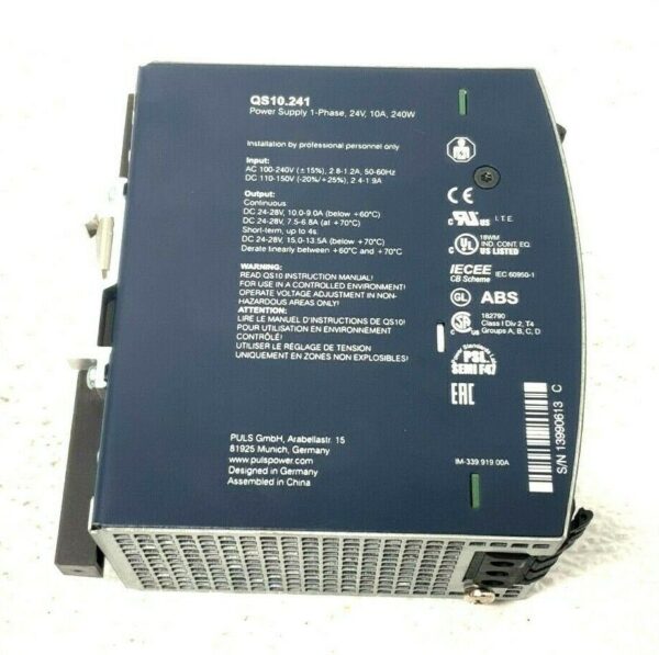 PULS Dimension QS10.241 DC Power Supply 1-Phase 24V 10A 240W 255G