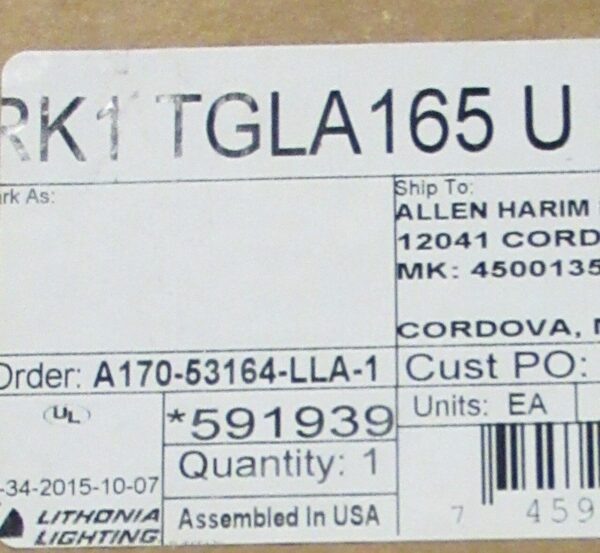 Lithonia Lighting Enclosed Acrylic Light Lens Fixture Cover RK1 TGLA165 U