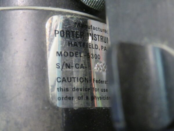 Porter Instrument 5300 Flowmeter Vacuum Control Block Valve Dental