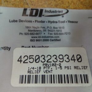 LDI Lubrication Relief Vent 1-5PSI PRV102-2 1/4-18 New Lot of 10