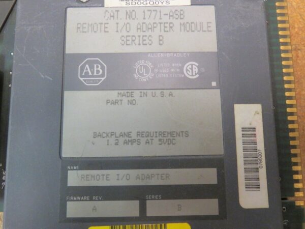 Allen Bradley Remote I/O Adapter Module Series B 1771-ASB