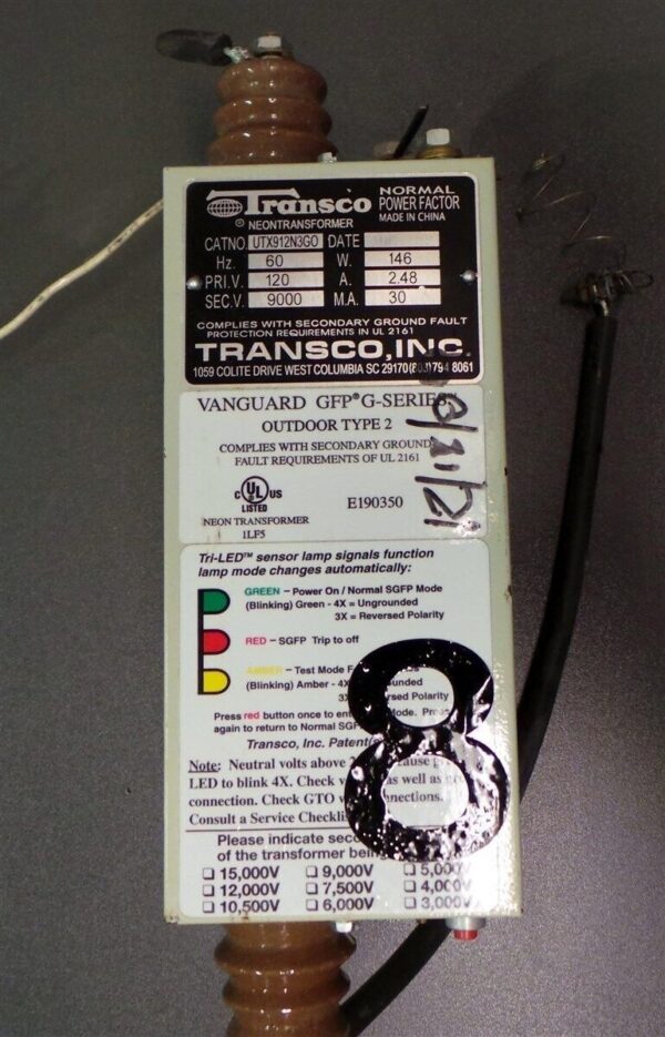 Transco UTX912N3G Neon Transformer GFP Series G LED