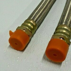 Lot of 2 Stainless Steel Braided Metal Flex Hoses TT-6 24" x 3/4" SMB-12 43A