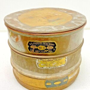 Set of 3 USA Standard Test Sieves Brass 12" Dia 8, 16, 200 & 1 Lid Lot #7 A8B