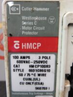 Westinghouse Cutler Hammer Circuit Breaker HMCP100R3 100Amp 600V 3 Pole