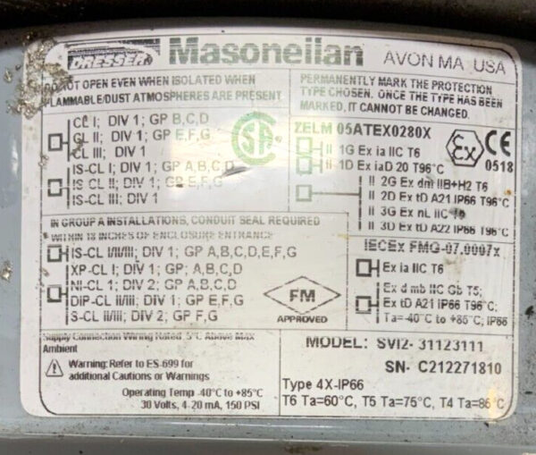 Badger Meter Masoneilan 1005ASY36Y00S80L36 3-15 SVI-2 ATO Research Control Valve