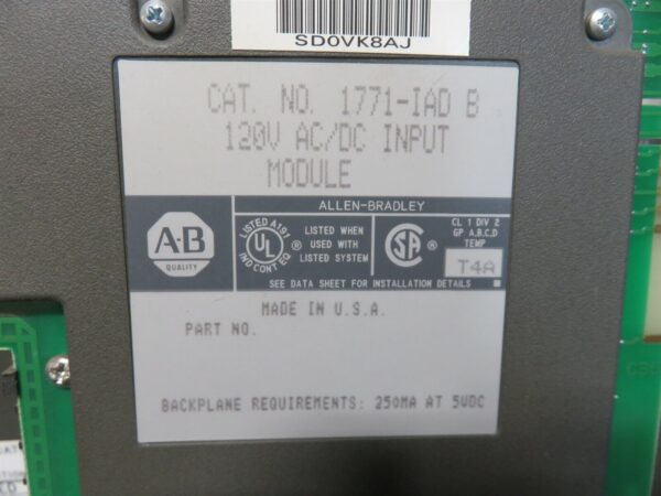 Allen Bradley 1771-IAD B 120V AC/DC Input Module Lot of 7