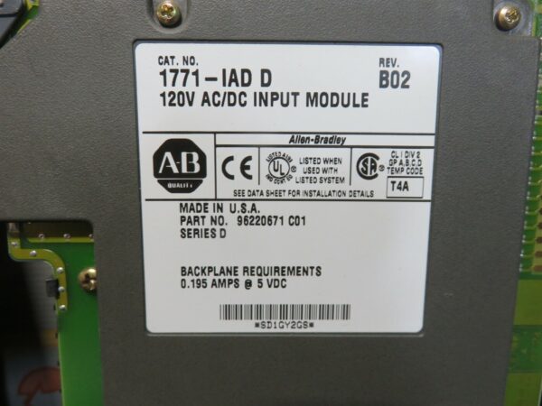 Allen Bradley 1771-IAD/D Rev B03 B02 120V AC/DC Input Module Lot of 4