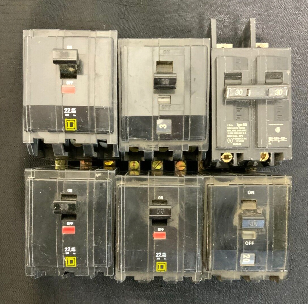 Mixed Lot of 6 Square D Siemens BQ2B030 30A Amp Circuit Breakers 231D_1 Mixed Lot of 6 Square D Siemens BQ2B030 30A Amp Circuit Breakers 231D