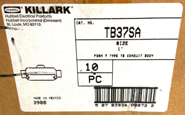 NEW Lot of 10 Hubbell Killark TB37SA 1" Form 7 Type TB Aluminum Conduit Body