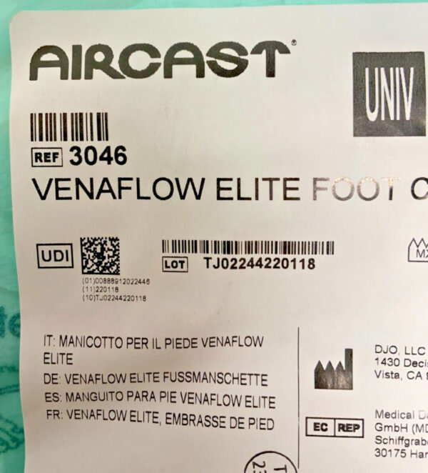 NEW Lot of 2 Aircast Ref 3046 VF Venaflow Elite Foot Cuff Universal Size 15D