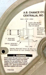 AB Chance Hubbell Capstan #P308-0901 Swivel Bracket 1000lb Max Drum Hoist 67C