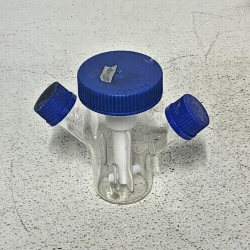 Lot of 2 Bellco 100mL Mixing Glass Lab Spinner Flasks Double Sidearm U-Carrier_3 Lot of 2 Bellco 100mL Mixing Glass Lab Spinner Flasks Double Sidearm U-Carrier