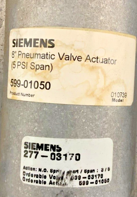 Siemens 59903170 59901050 8" Brass Pneumatic Valve Actuator 5 PSI SPM 2" 58C_8 Siemens 59903170 59901050 8" Brass Pneumatic Valve Actuator 5 PSI SPM 2" 58C
