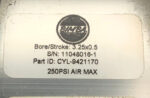BIMBA CYL-9421170 Pneumatic Cylinder 3.25" Bore 0.5" Stroke 250 PSI Air Max 244G