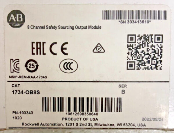 NEW SEALED Allen Bradley 1734-OB8S 8 Channel I/O Point Digital Output Module
