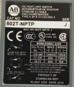 NEW Allen-Bradley 802T-NPTP 223394 Oiltight Limit Switch Ser J 802TNPTP 248H